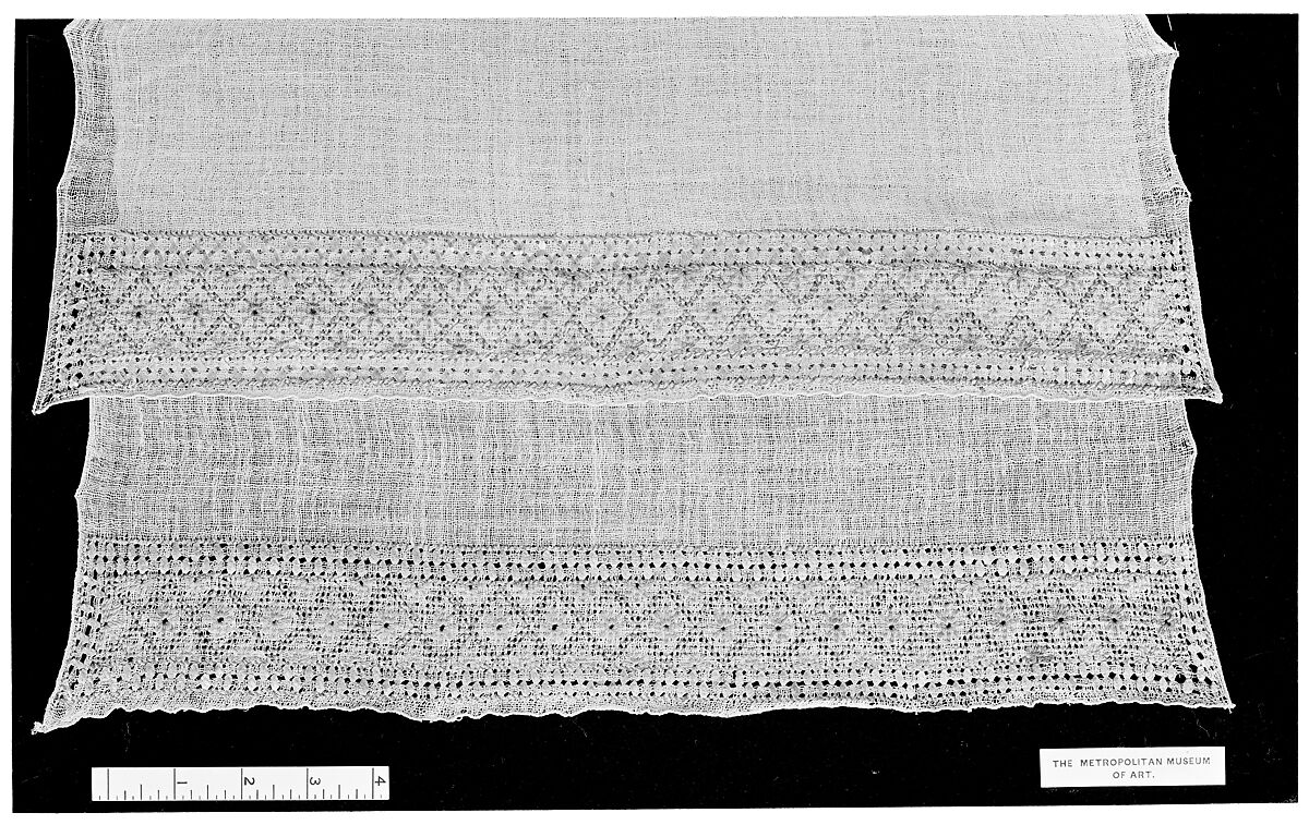 Towel, Silk, silver thread, linen