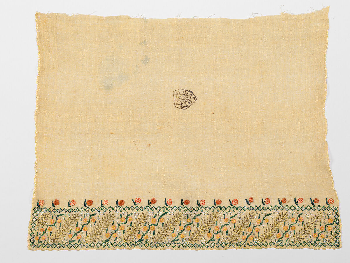 Towel, Linen, tinsel, silver gilt