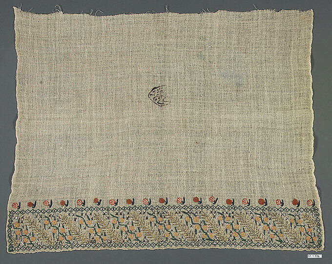 Towel, Linen, tinsel, silver gilt