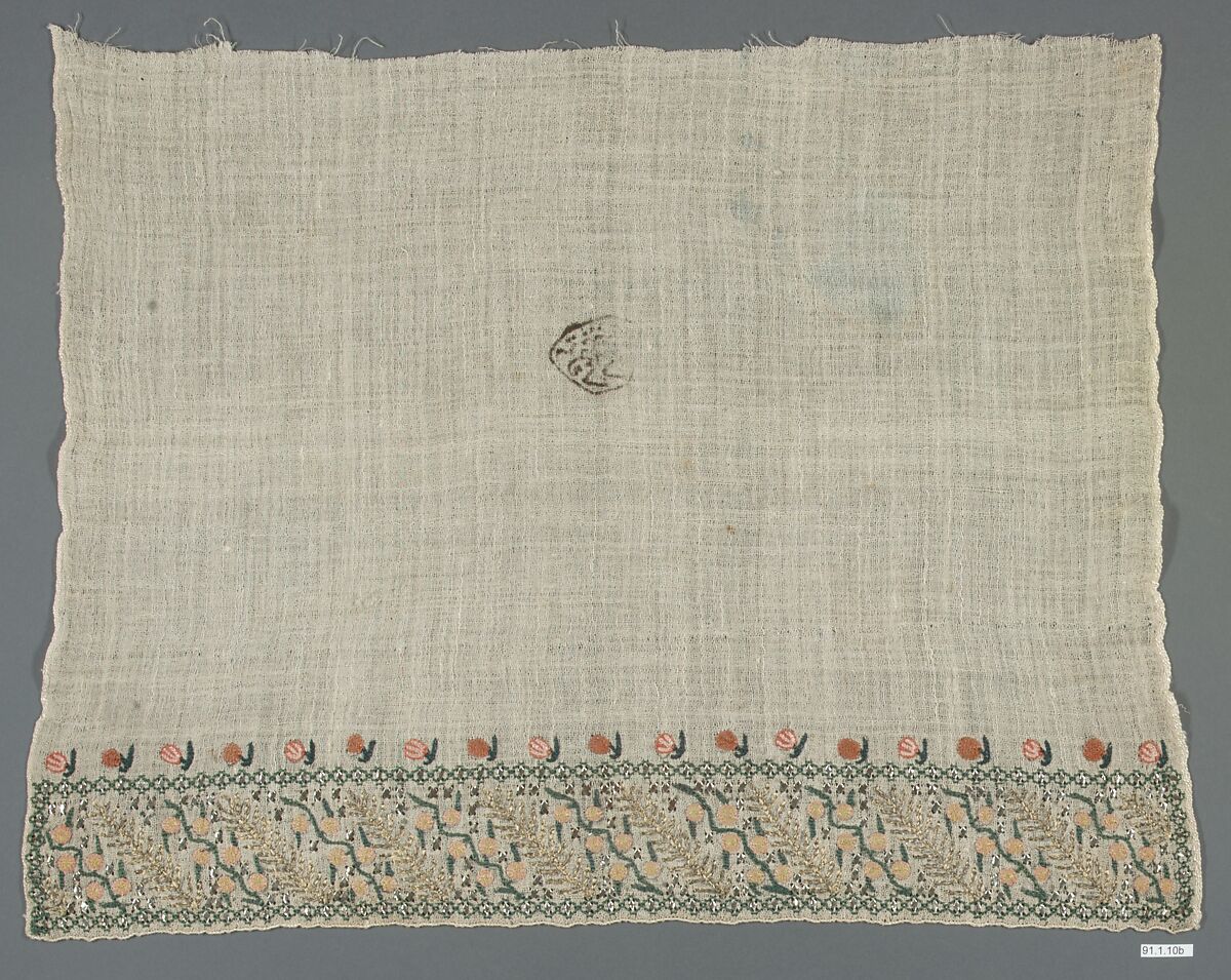 Towel, Linen, tinsel, silver gilt