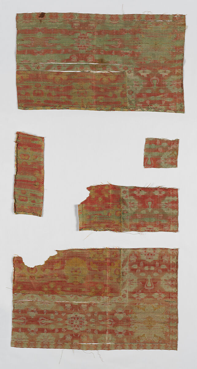 Textile Fragments, Silk and metal-wrapped thread; lampas