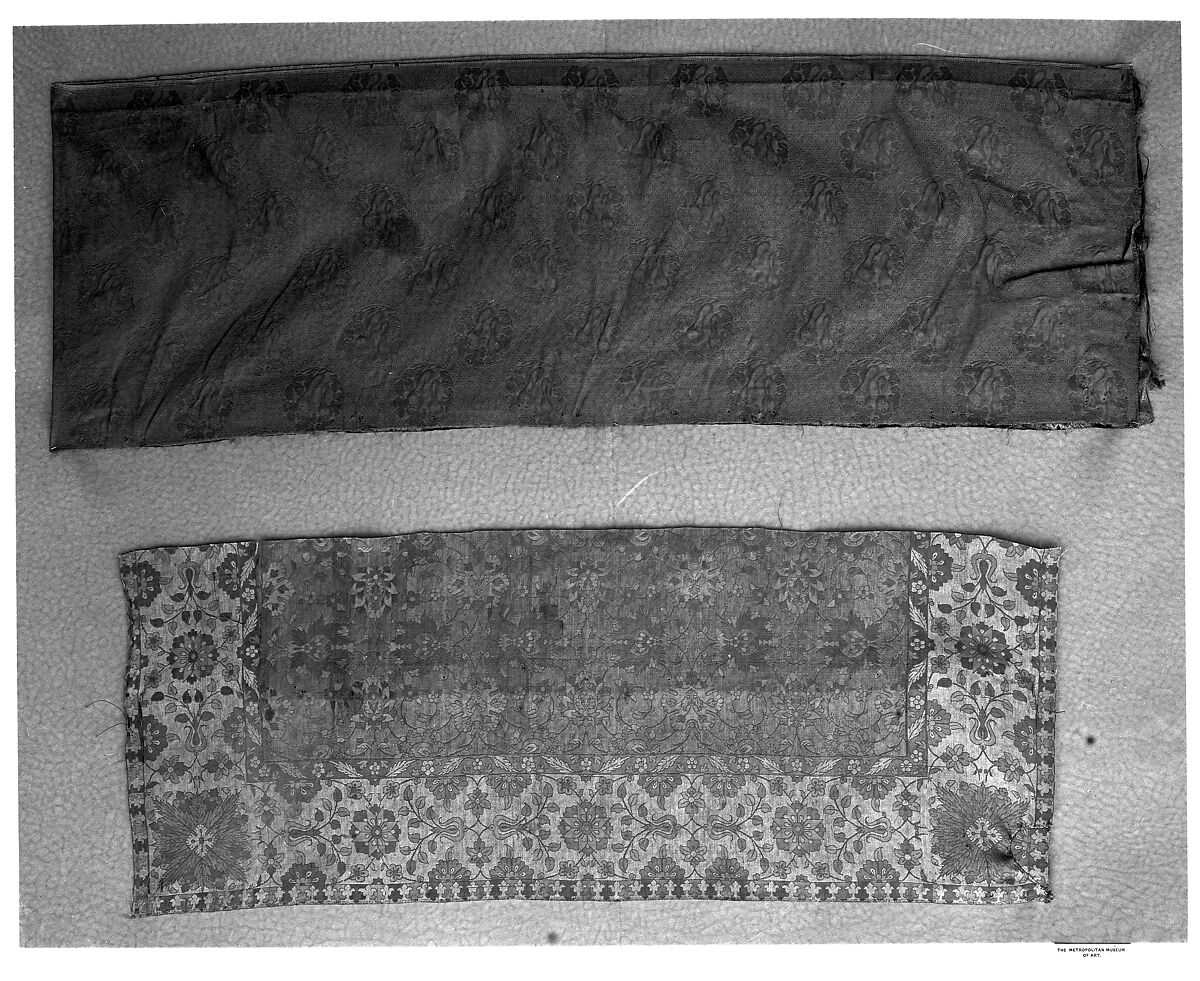 Textile Fragments, Silk and metal-wrapped thread; lampas