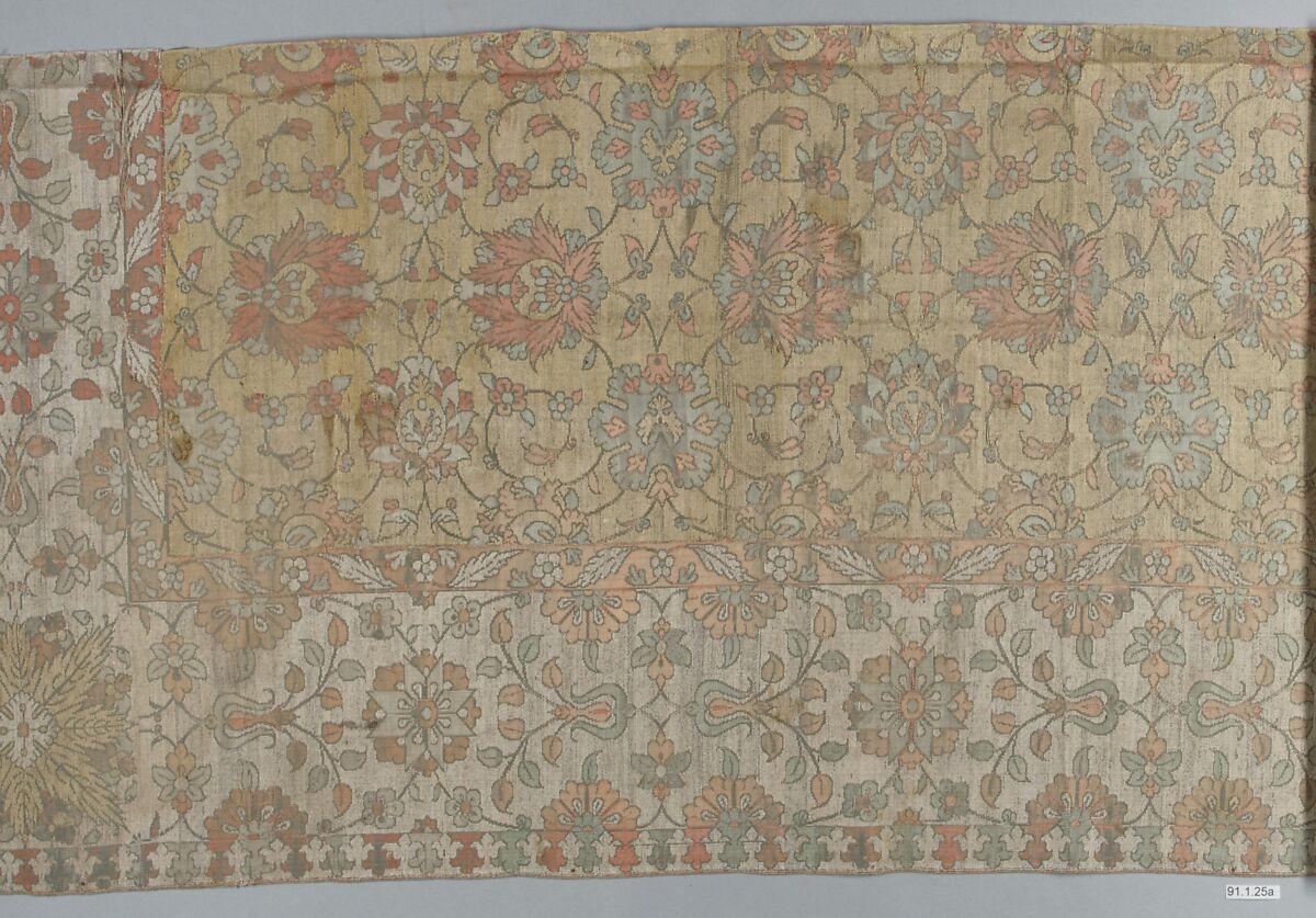Textile Fragments, Silk and metal-wrapped thread; lampas