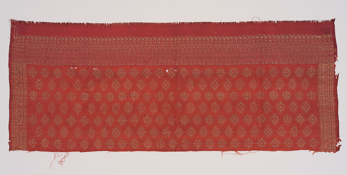 Fragment of Scarf, Silk, gold thread 