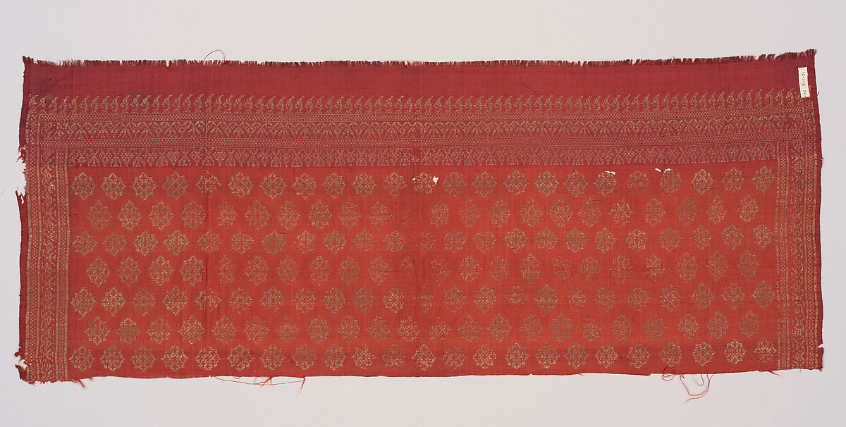 Fragment of Scarf, Silk, gold thread