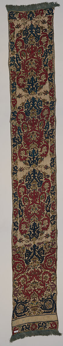 Fragment of a Hanging, Silk on linen; embroidered