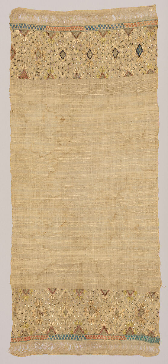 Scarf, Linen; embroidered