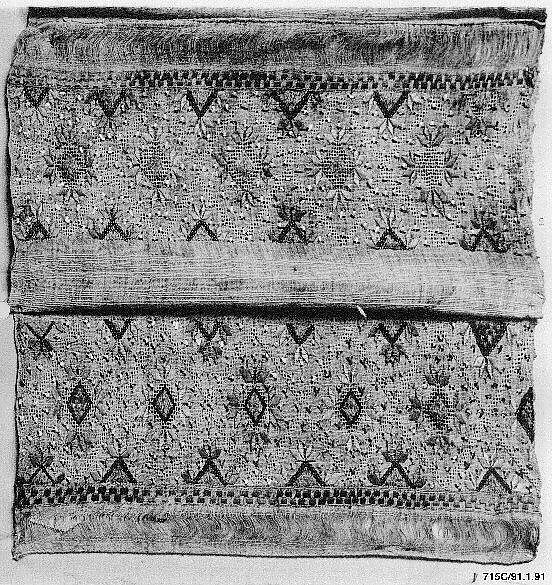 Scarf, Linen; embroidered