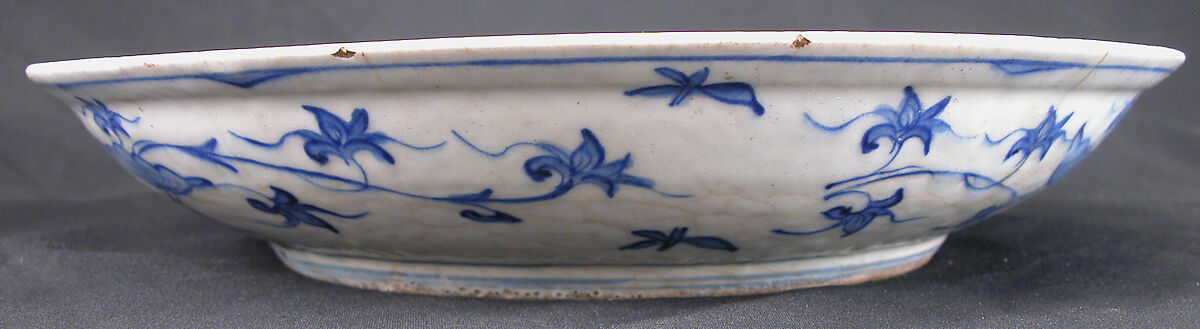 Dish with Floral Designs, Stonepaste; polychrome painted under transparent glaze