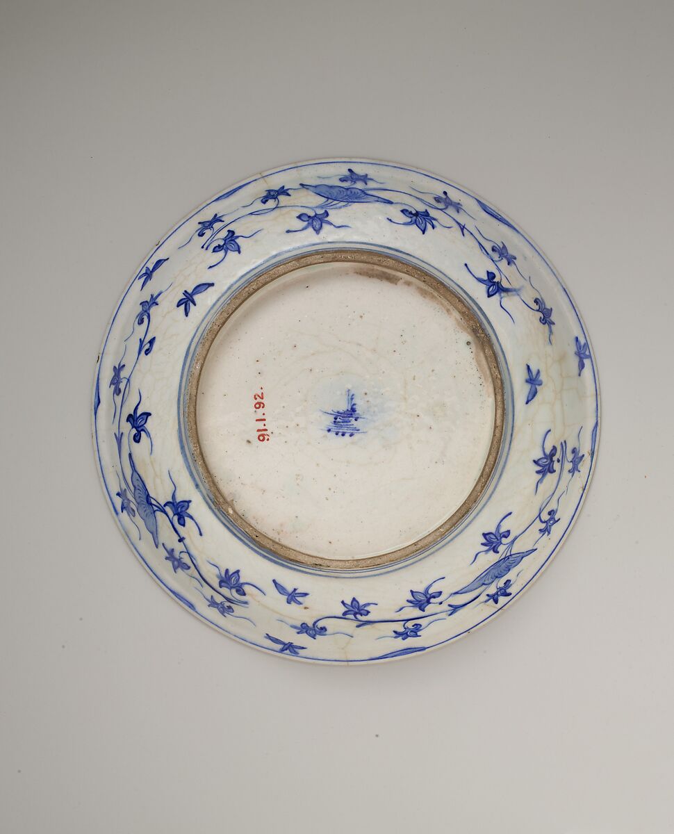 Dish with Floral Designs, Stonepaste; polychrome painted under transparent glaze