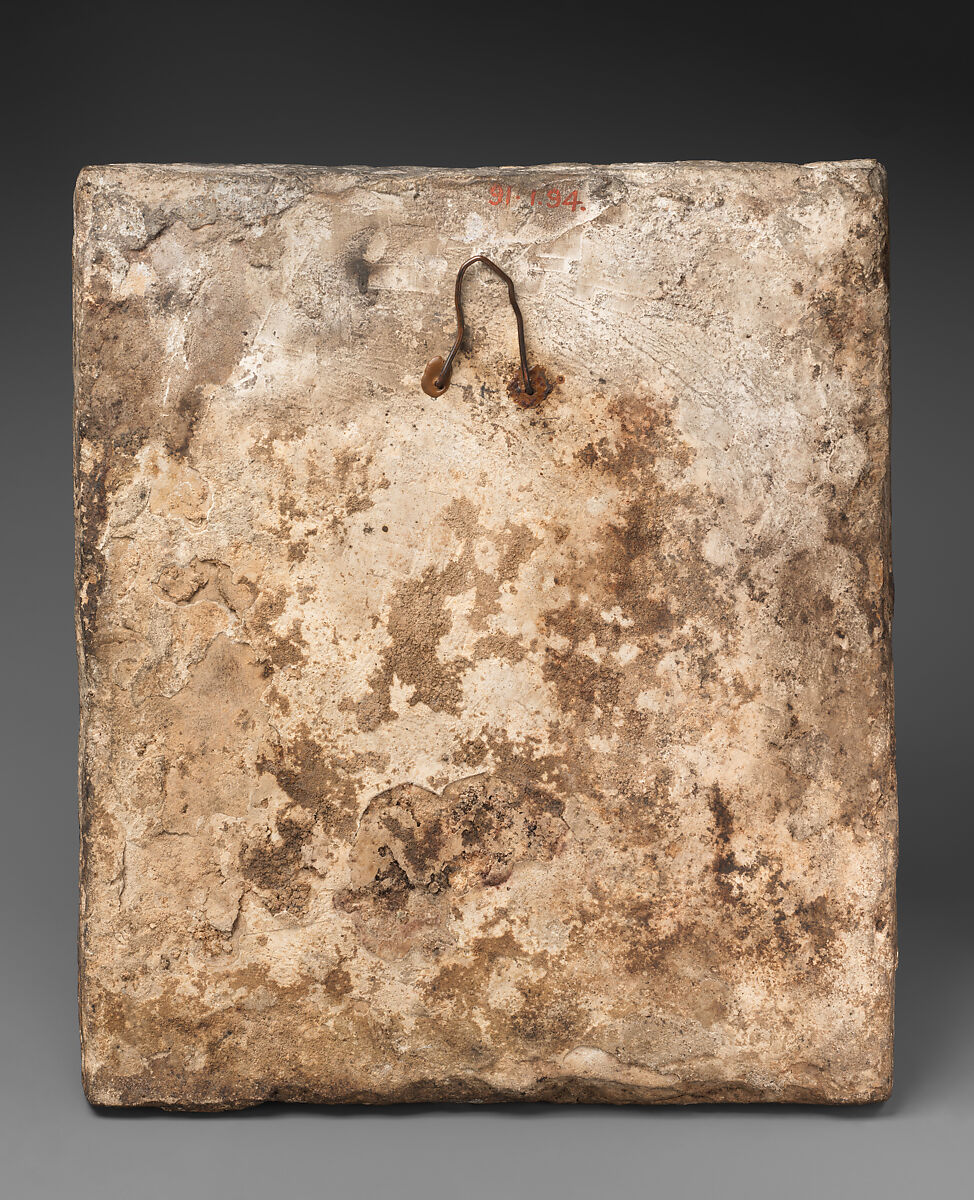 Tile, Stonepaste; painted and glazed