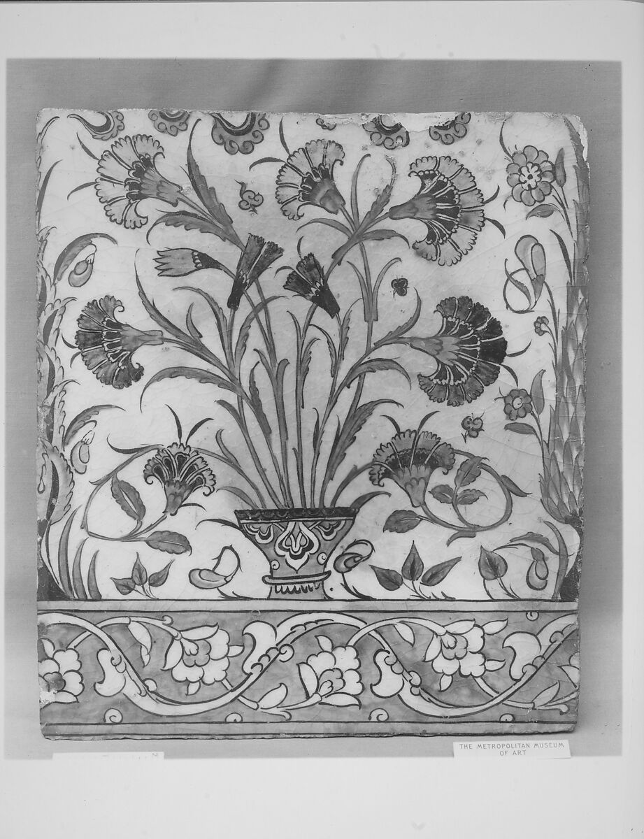 Tile, Stonepaste; painted and glazed