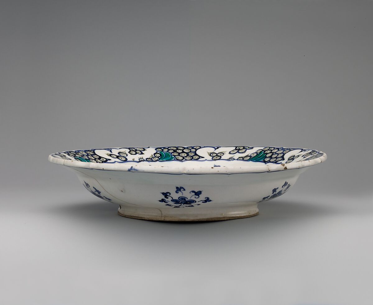 Plate with Grapes, Stonepaste; polychrome painted under transparent glaze