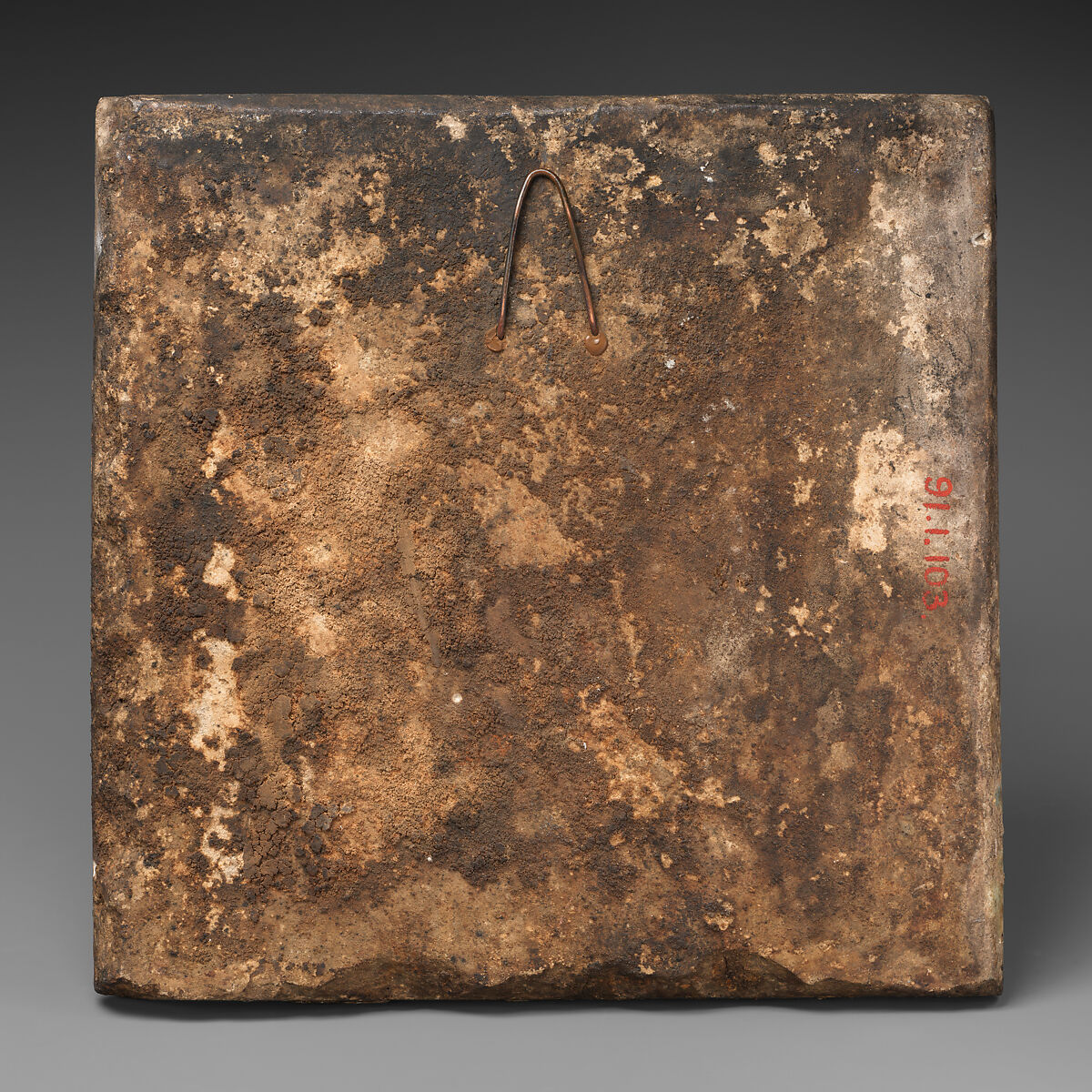 Tile, Stonepaste; painted and glazed