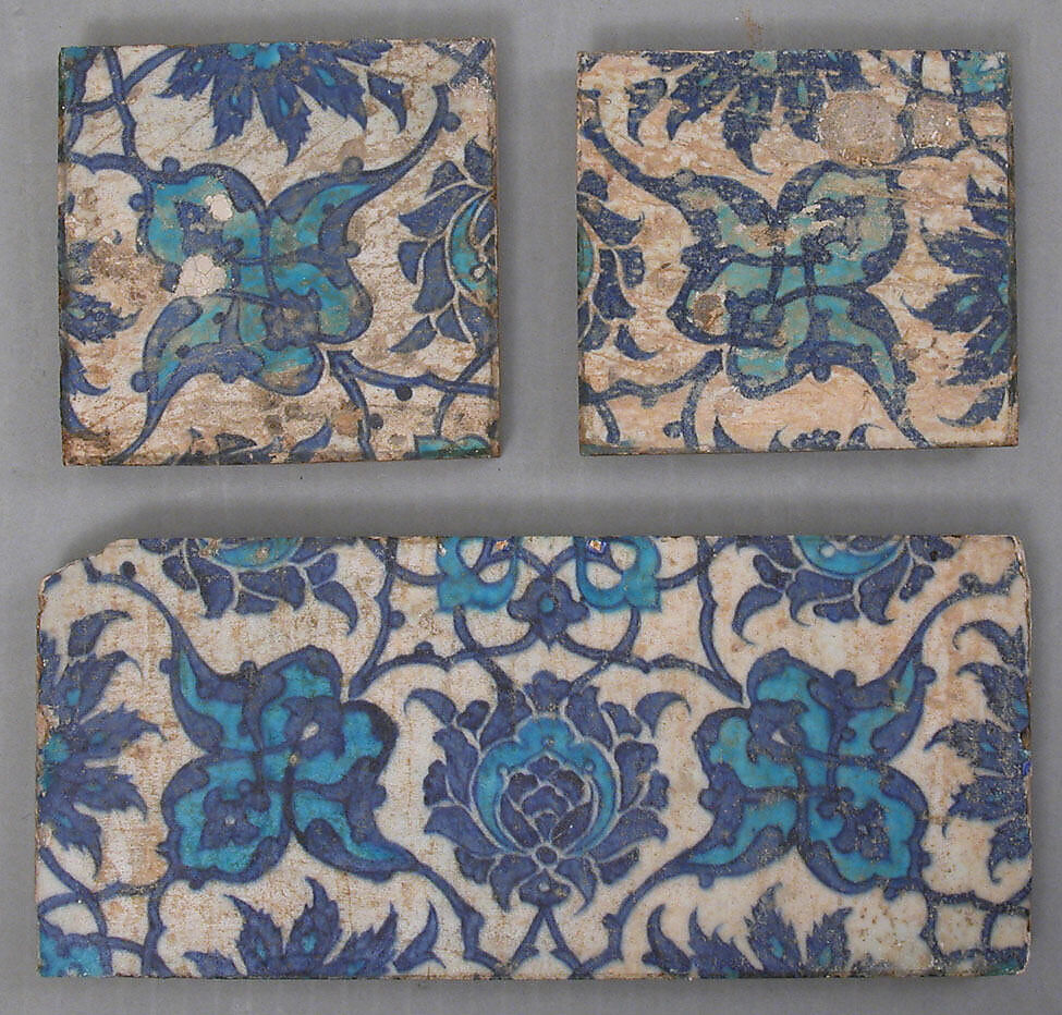 Tiles, Stonepaste; painted and glazed 