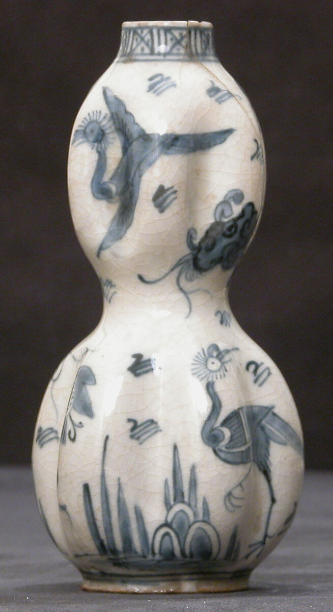 Vase in the Form of a Double Gourd, Stonepaste; painted under transparent glaze