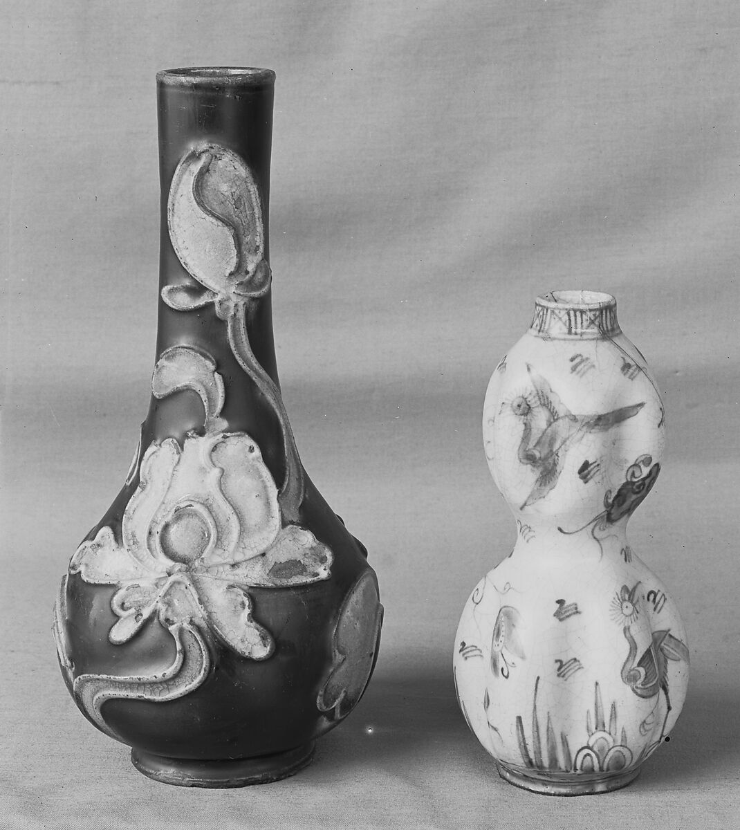 Vase in the Form of a Double Gourd, Stonepaste; painted under transparent glaze