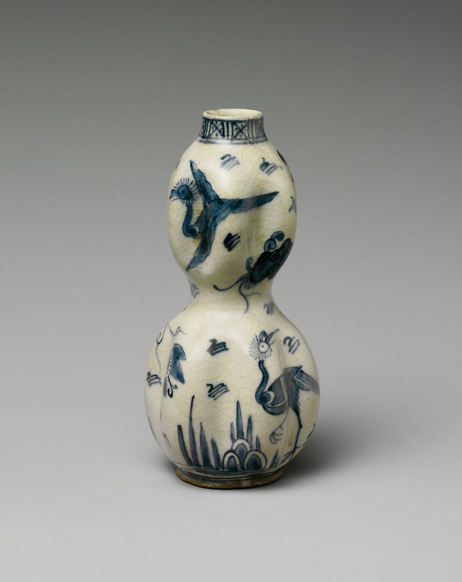Vase in the Form of a Double Gourd, Stonepaste; painted under transparent glaze