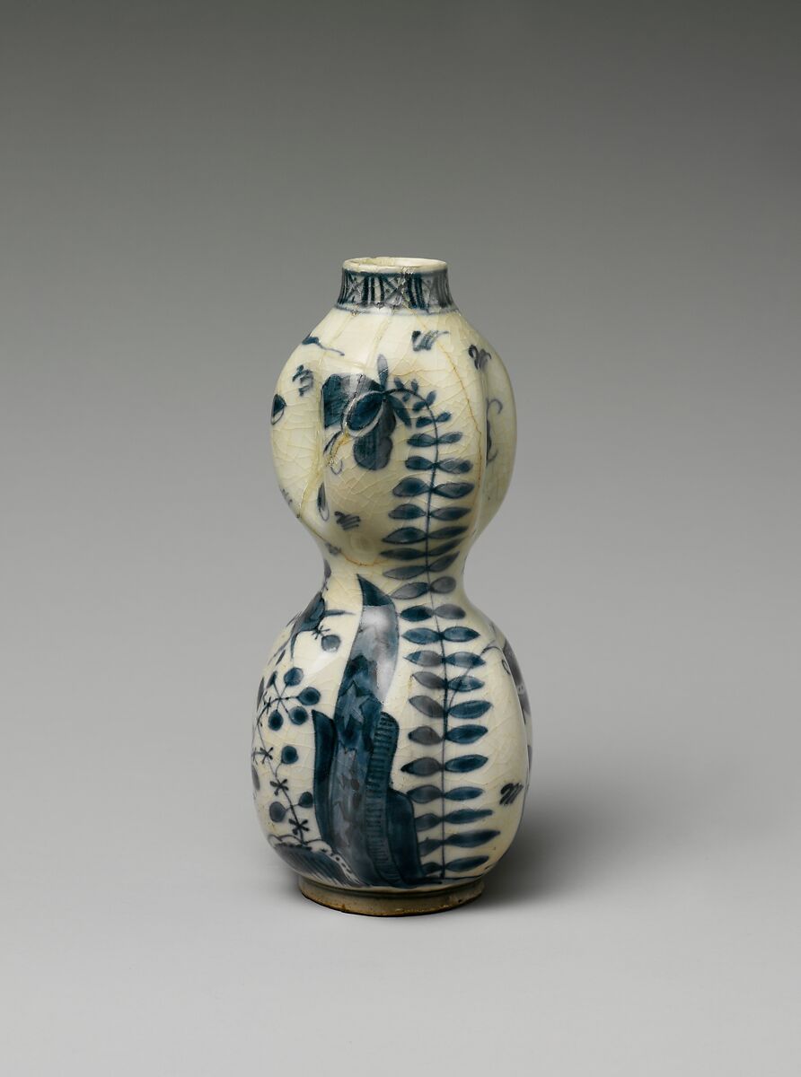 Vase in the Form of a Double Gourd, Stonepaste; painted under transparent glaze
