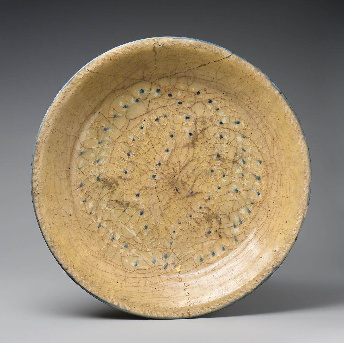 Dish, Stonepaste; painted and glazed 