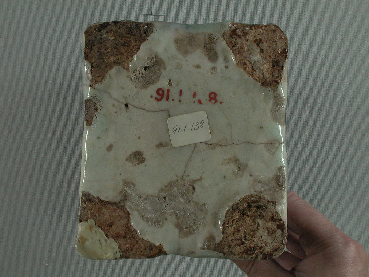 Ceramic Lantern, Stonepaste; underglaze-painted in blue, luster-painted on transparent glaze