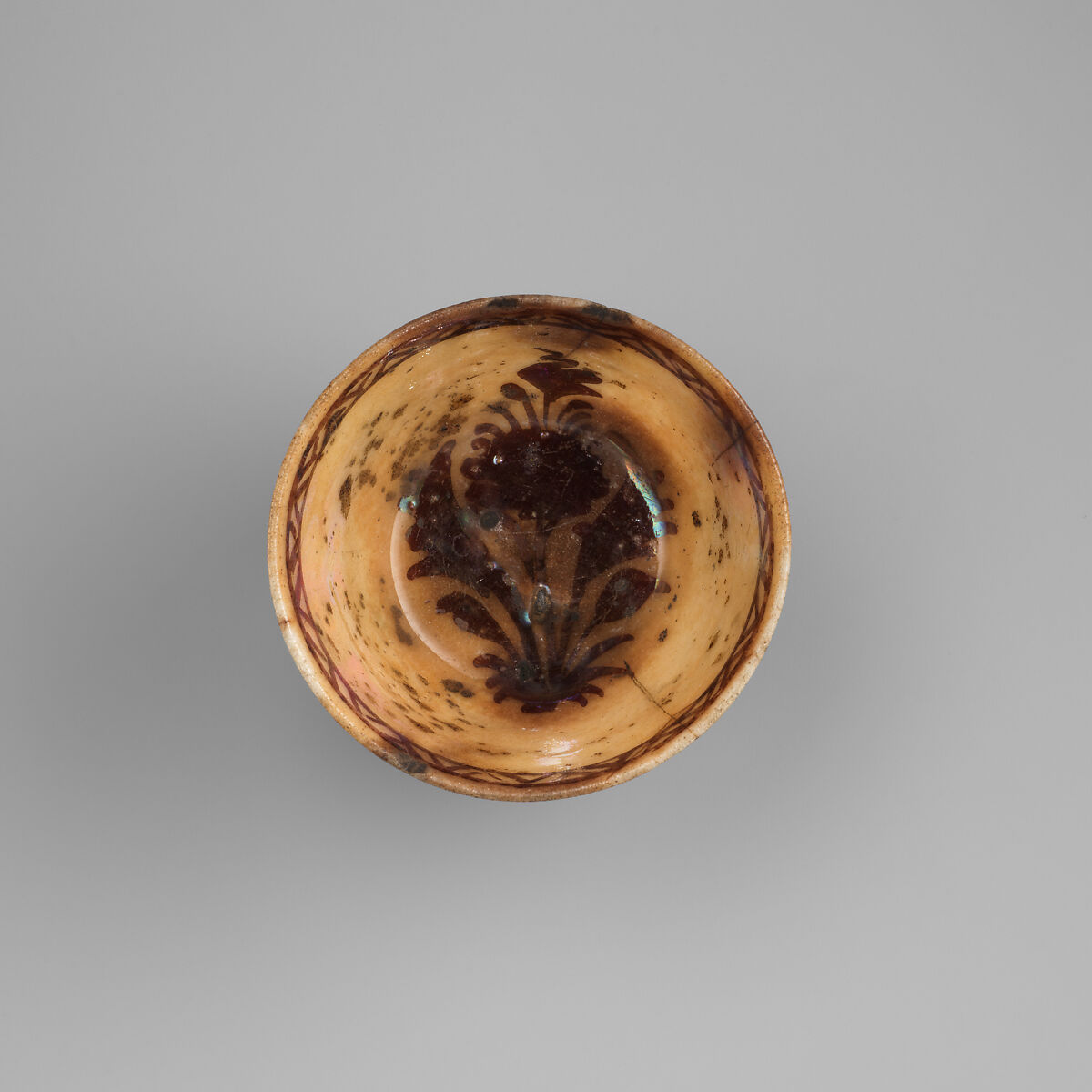 Cup, Stonepaste; luster-painted on opaque white glaze under transparent colorless glaze