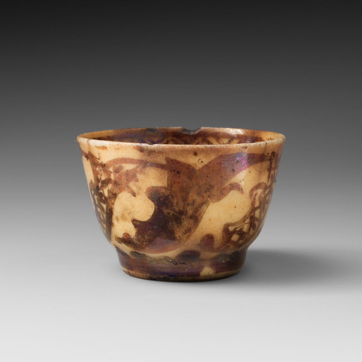 Cup, Stonepaste; luster-painted on opaque white glaze under transparent colorless glaze