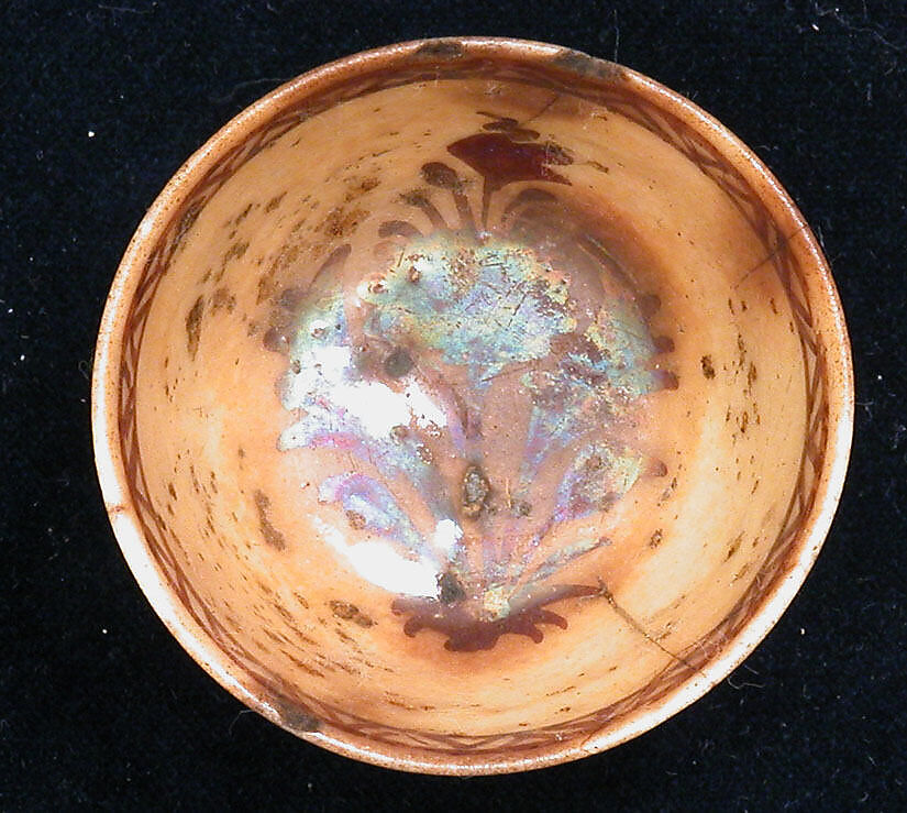 Cup, Stonepaste; luster-painted on opaque white glaze under transparent colorless glaze
