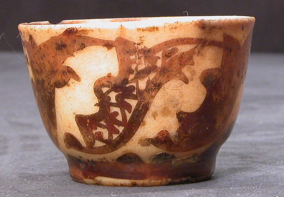 Cup, Stonepaste; luster-painted on opaque white glaze under transparent colorless glaze