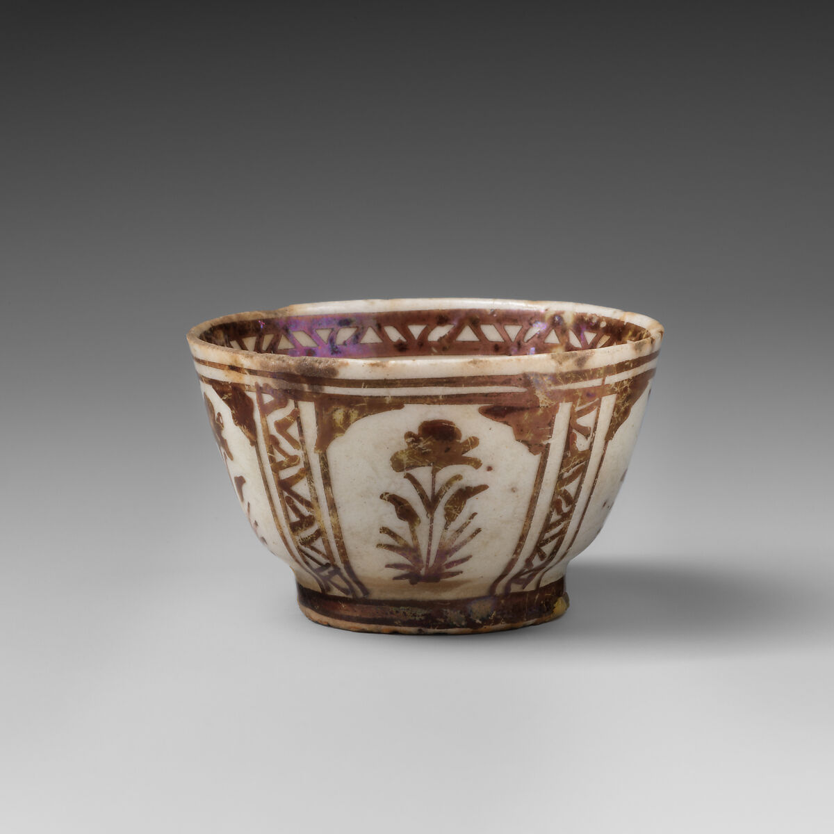 Cup, Stonepaste; luster-painted on opaque white glaze under transparent colorless glaze