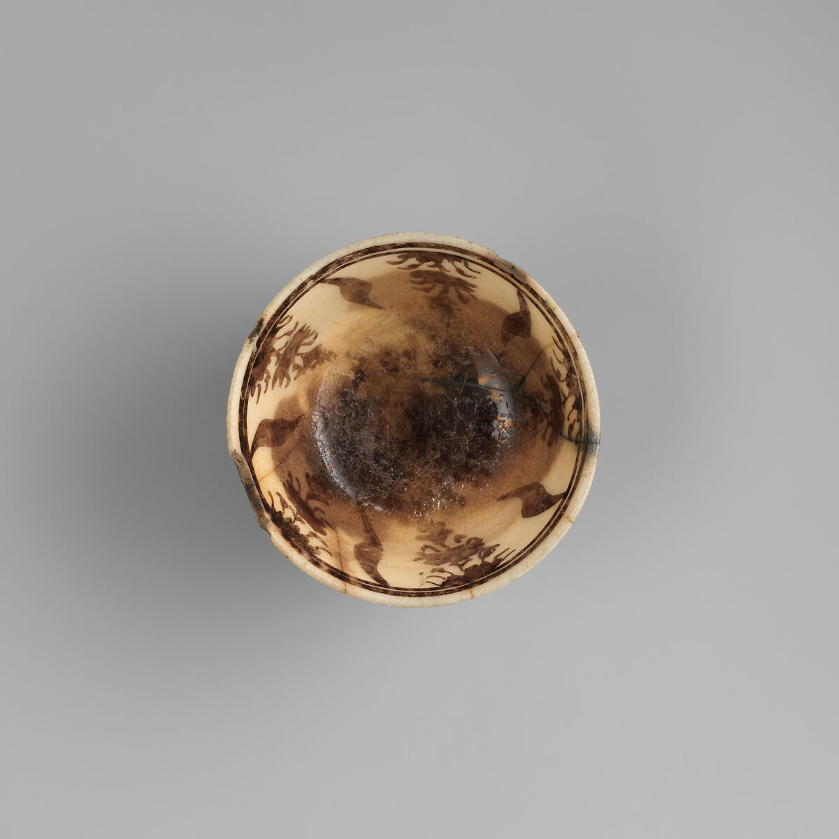 Cup, Stonepaste; luster-painted on opaque white glaze under transparent colorless glaze