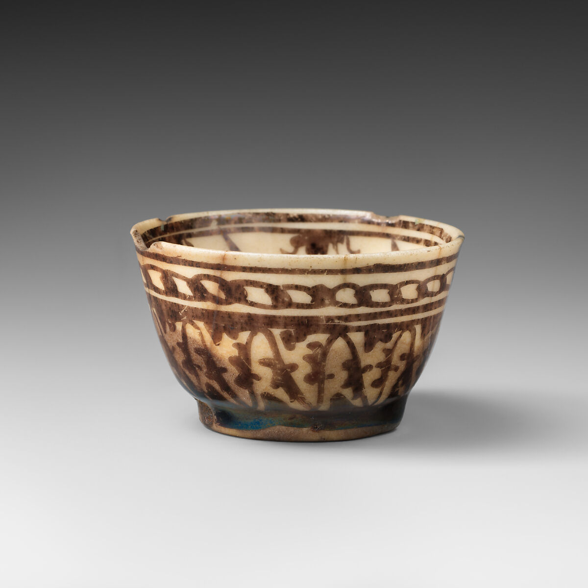 Cup, Stonepaste; luster-painted on opaque white glaze under transparent colorless glaze