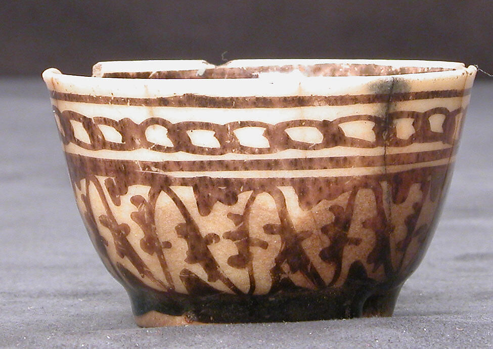 Cup, Stonepaste; luster-painted on opaque white glaze under transparent colorless glaze