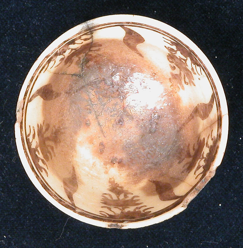 Cup, Stonepaste; luster-painted on opaque white glaze under transparent colorless glaze
