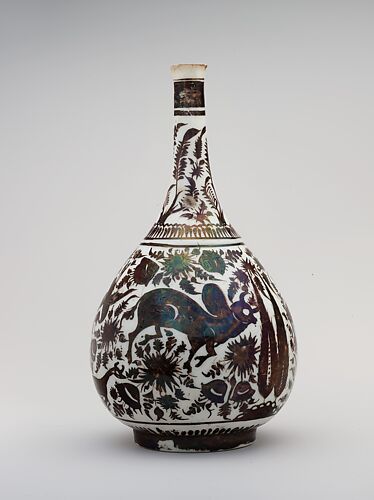 Pear-Shaped Bottle with a Bullock Design