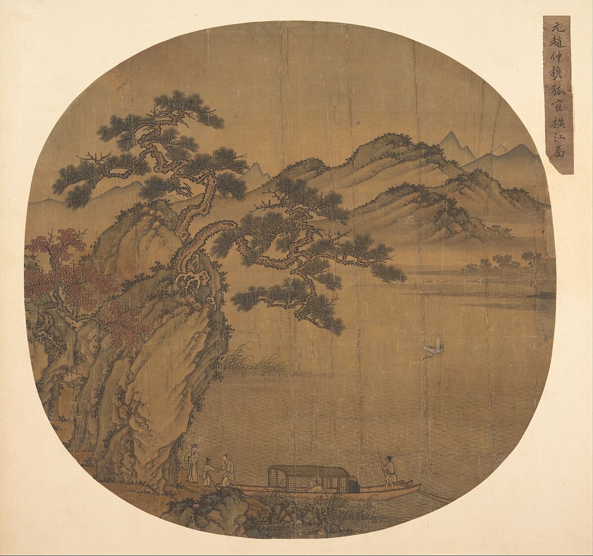 Illustration of Su Shi’s “Second Rhapsody on Red Cliff”, Unidentified artist , late 14th–early 15th century, Fan mounted as an album leaf; ink and color on silk, China