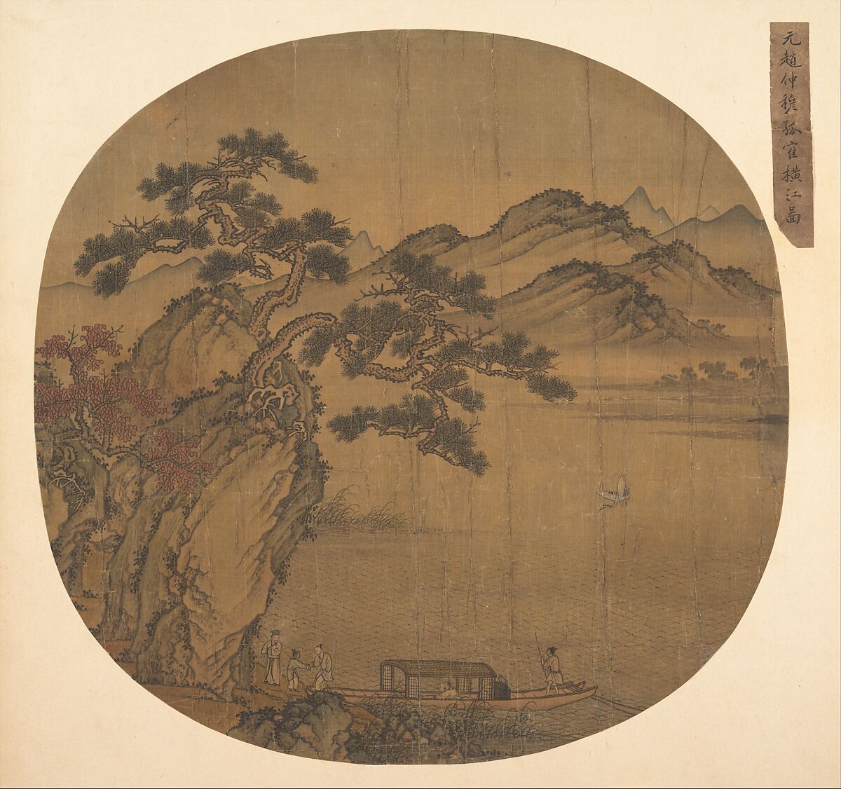 Illustration of Su Shi’s “Second Rhapsody on Red Cliff”, Unidentified artist  , late 14th–early 15th century, Fan mounted as an album leaf; ink and color on silk, China 