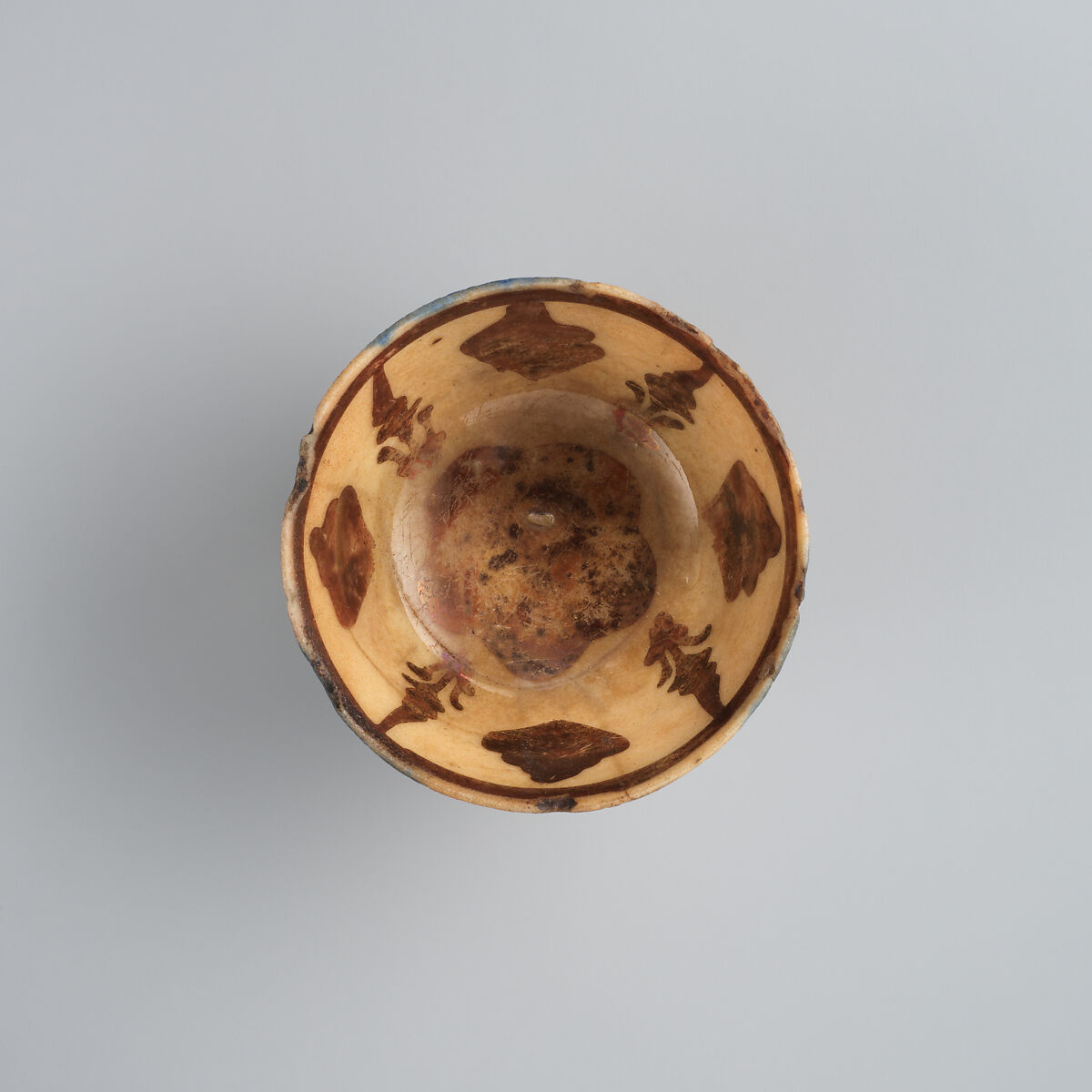 Cup, Stonepaste; luster-painted on opaque blue and white glaze under transparent colorless glaze