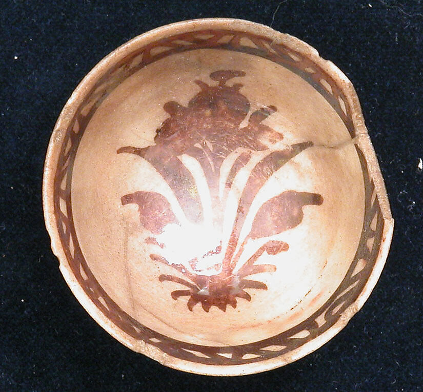Cup, Stonepaste; luster-painted on opaque white glaze