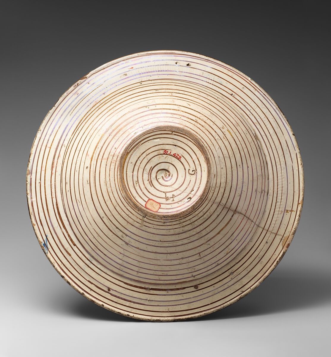 Plate, Earthenware; tin-glazed and luster-painted