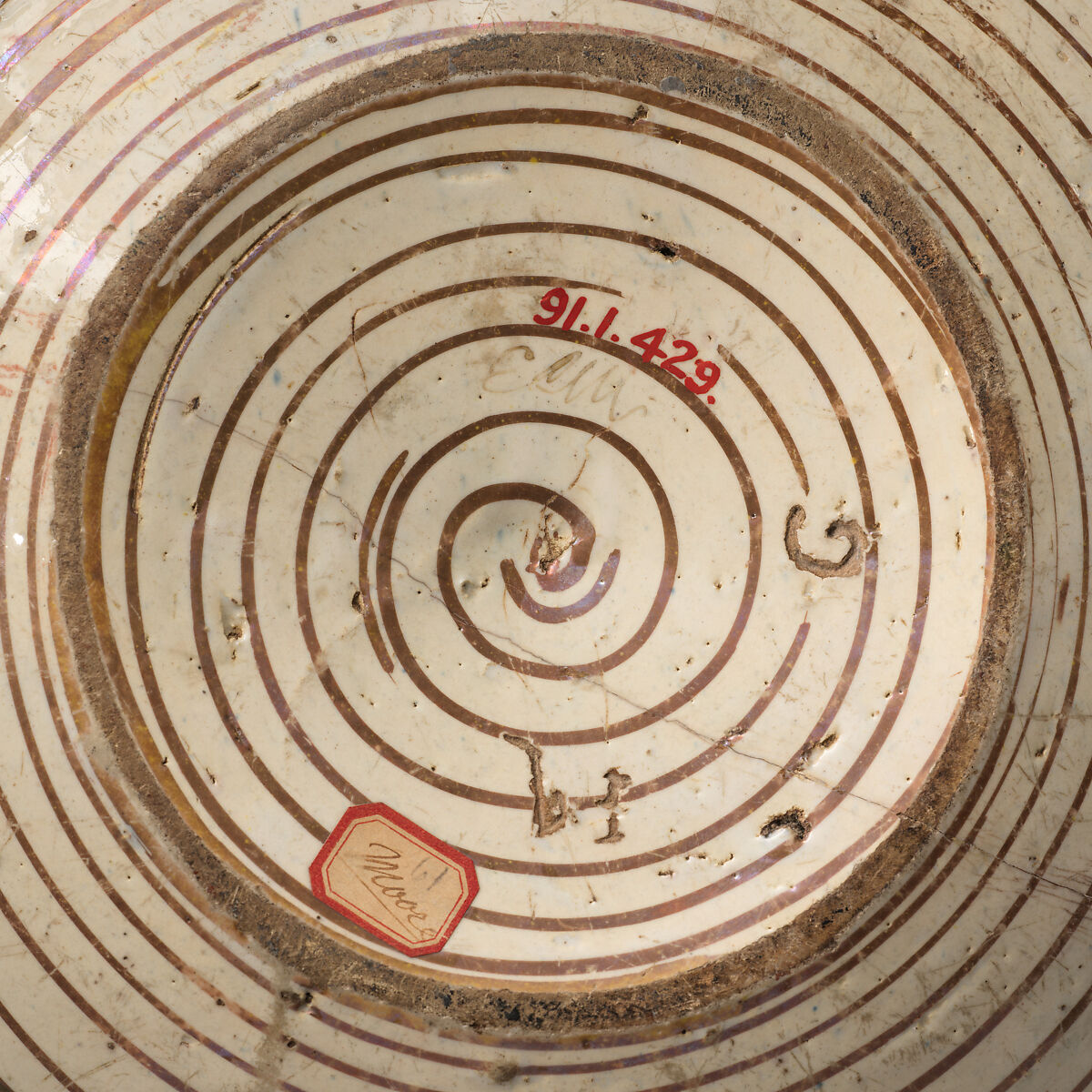 Plate, Earthenware; tin-glazed and luster-painted