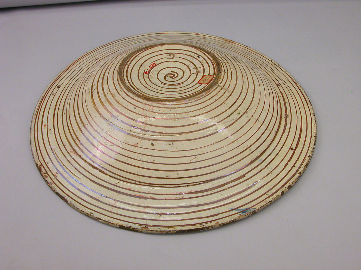 Plate, Earthenware; tin-glazed and luster-painted