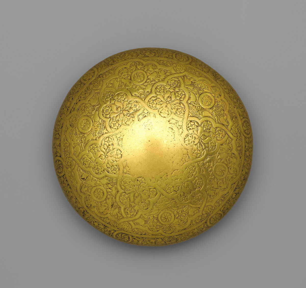 Bowl, Brass; engraved and originally inlaid with silver