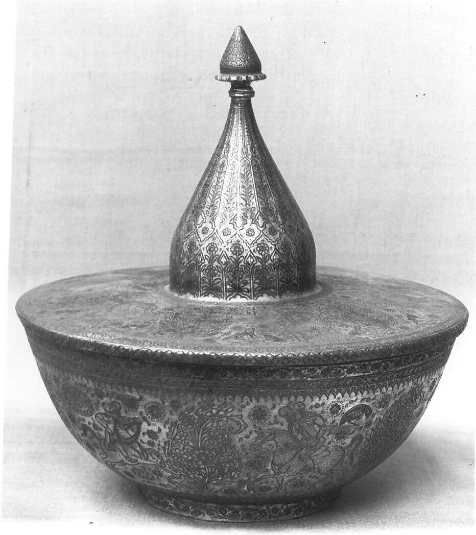 Bowl with Cover, Tinned copper; engraved