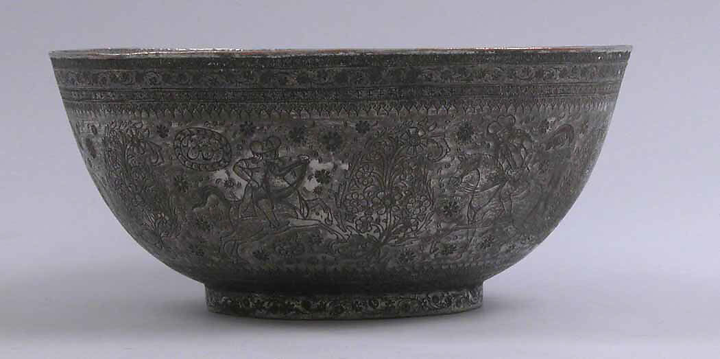 Bowl with Cover, Tinned copper; engraved