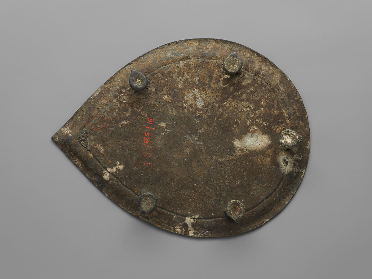 Tray, Zinc alloy; cast, engraved, inlaid with silver (bidri ware)