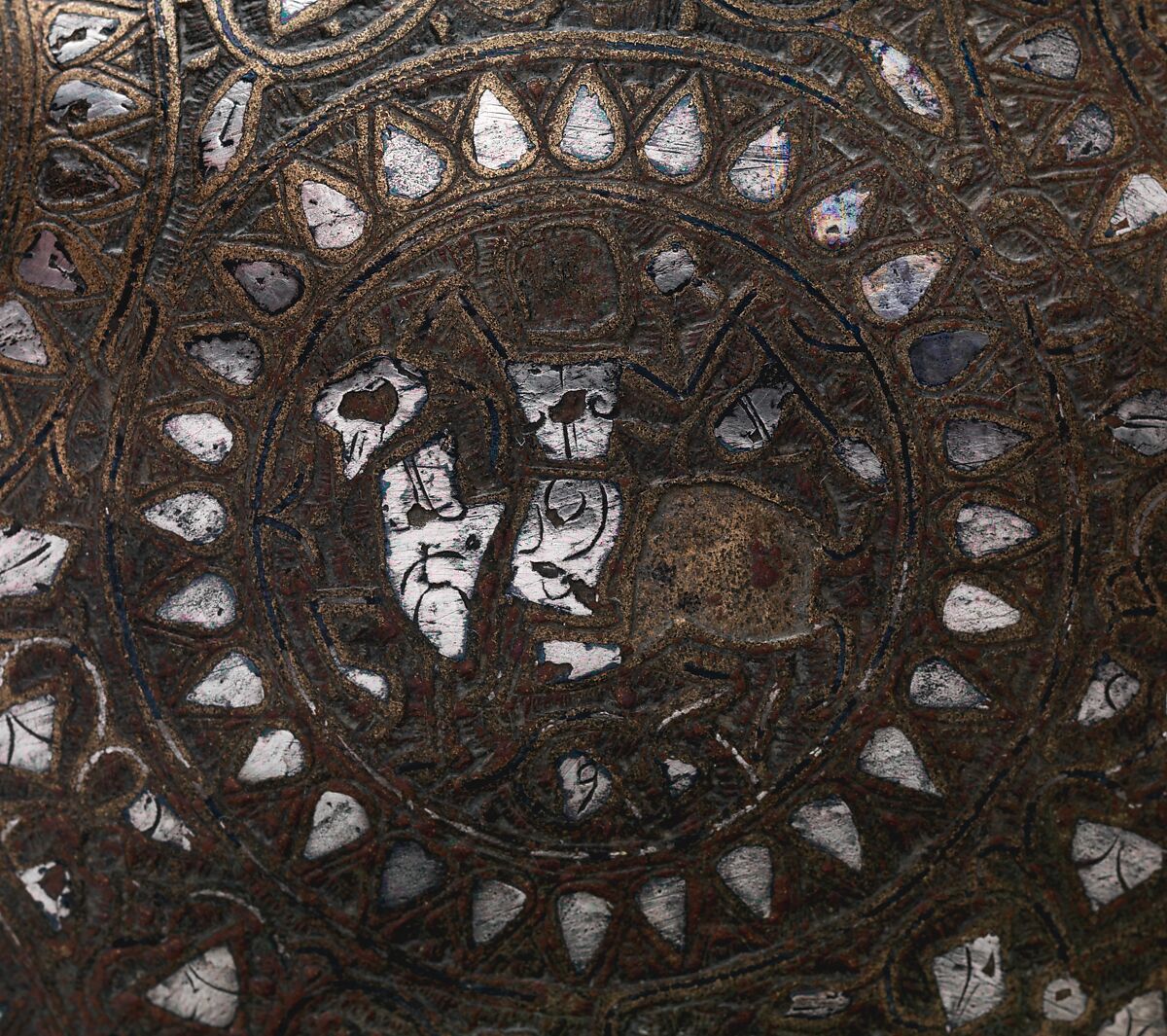 Footed Bowl, Bronze; inlaid with silver and black compound