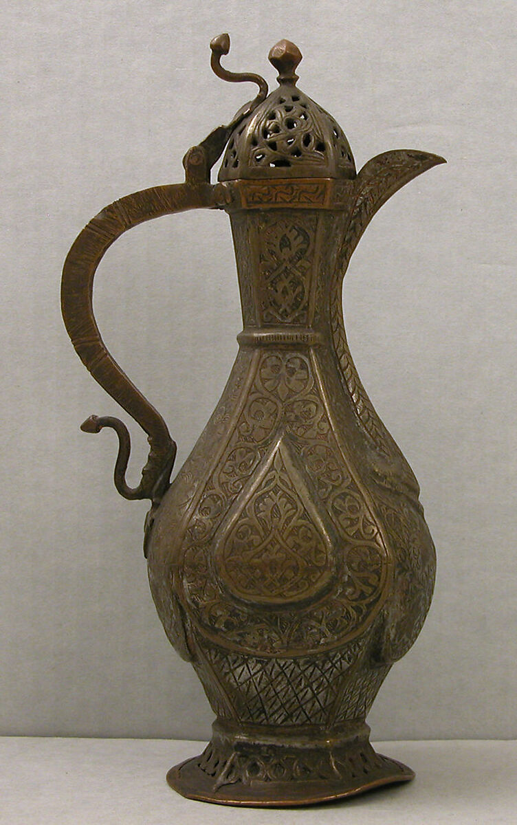 Coffee Pot, Copper; embossed and chased