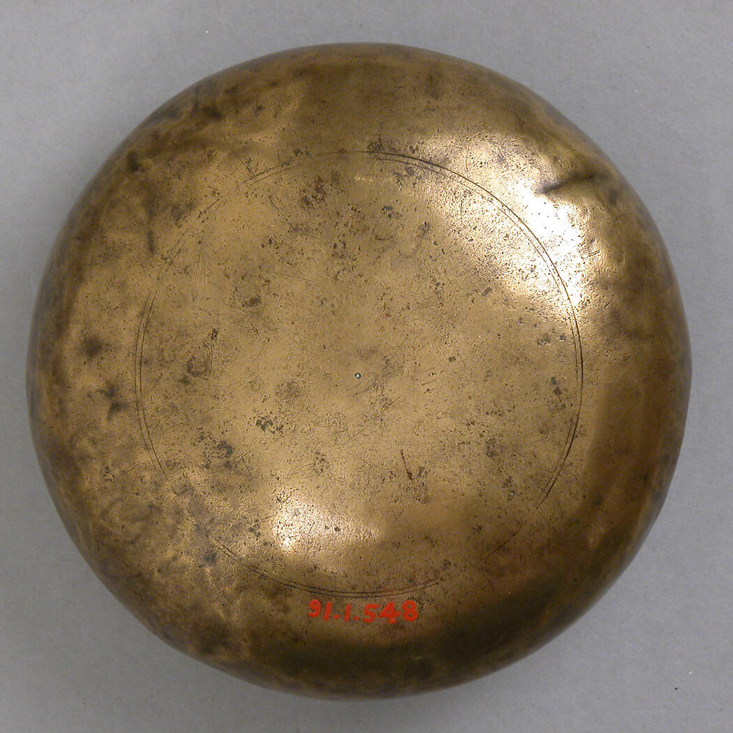 Bowl, Brass; originally inlaid with silver
