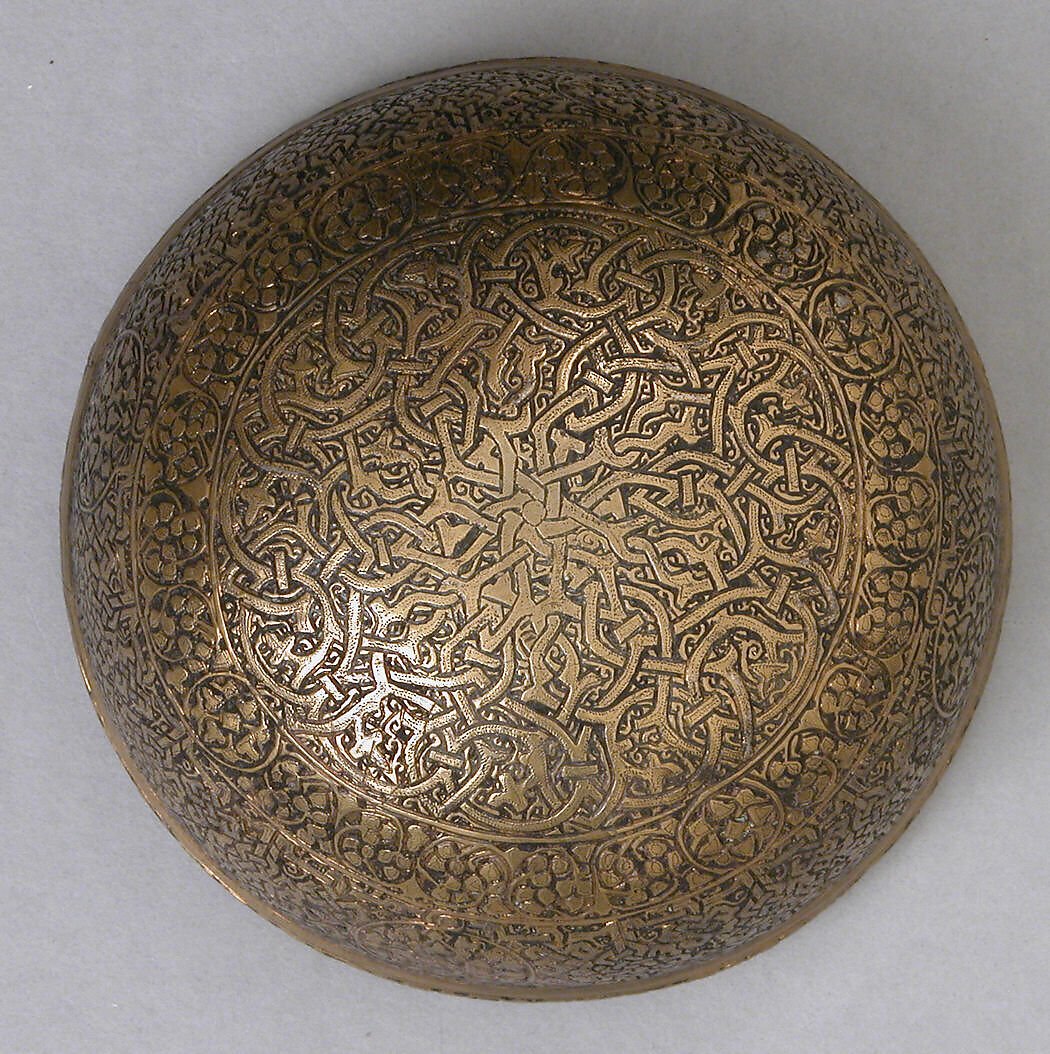 Bowl, Brass; inlaid with silver